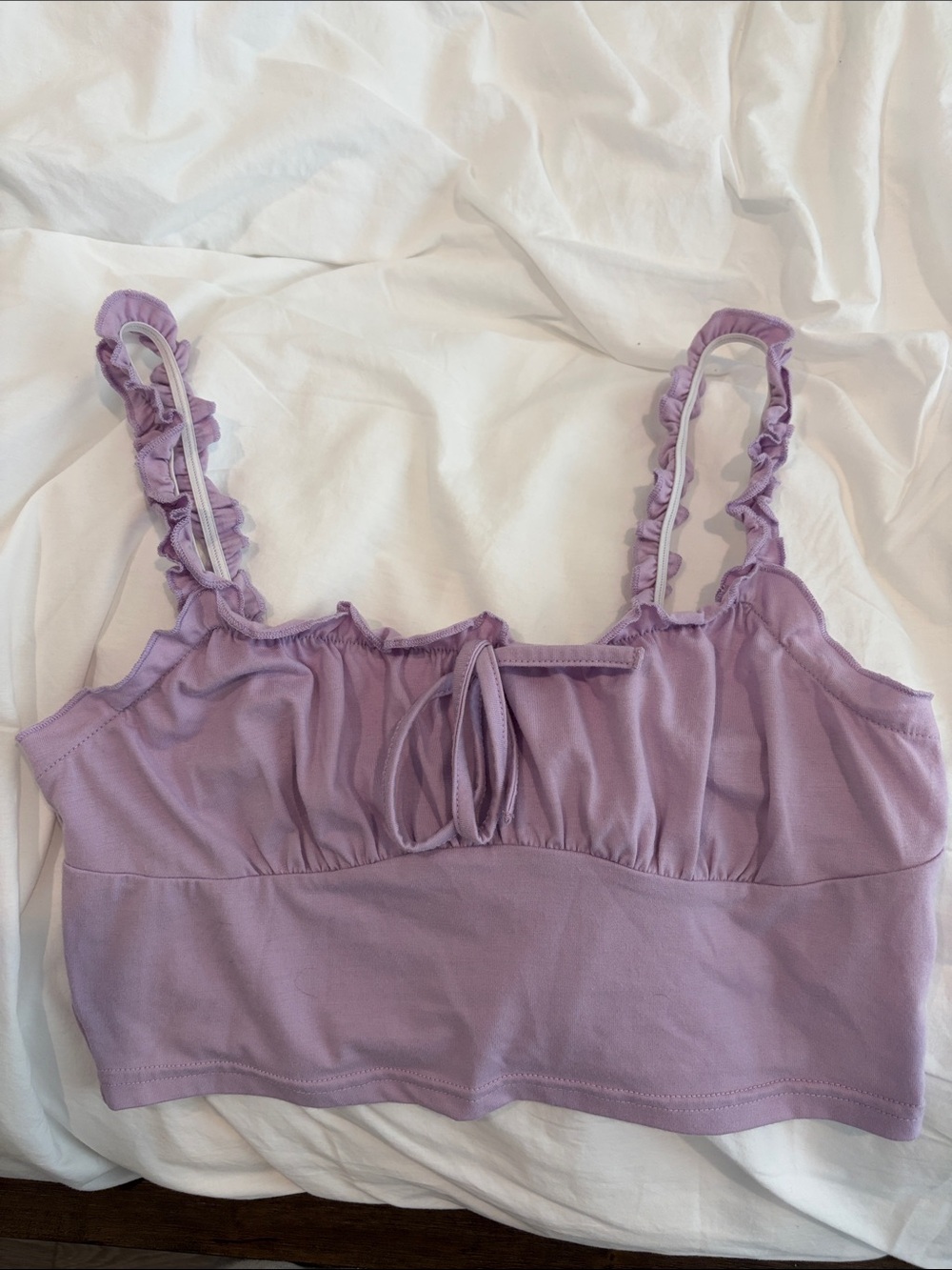 Lilac Ruffle Strap Crop Top
